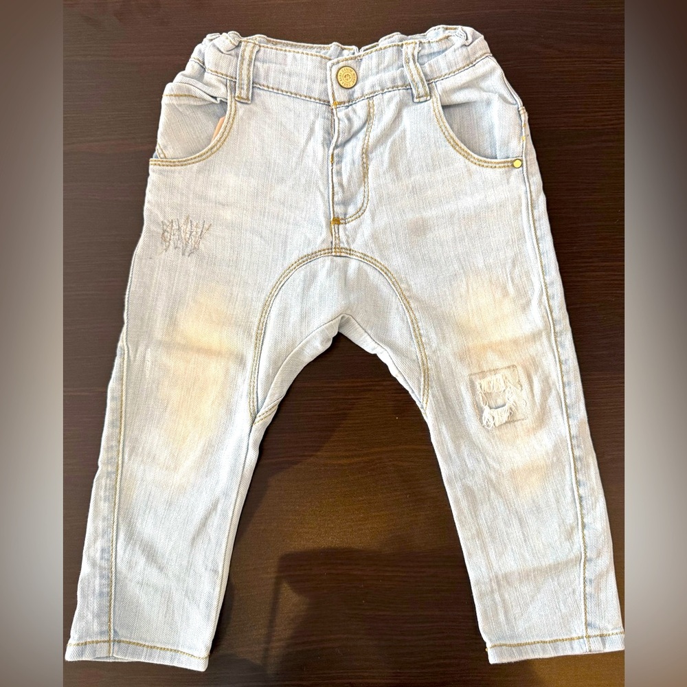 Zara Blue Distressed Relaxed Fit Jeans -Baby Denim